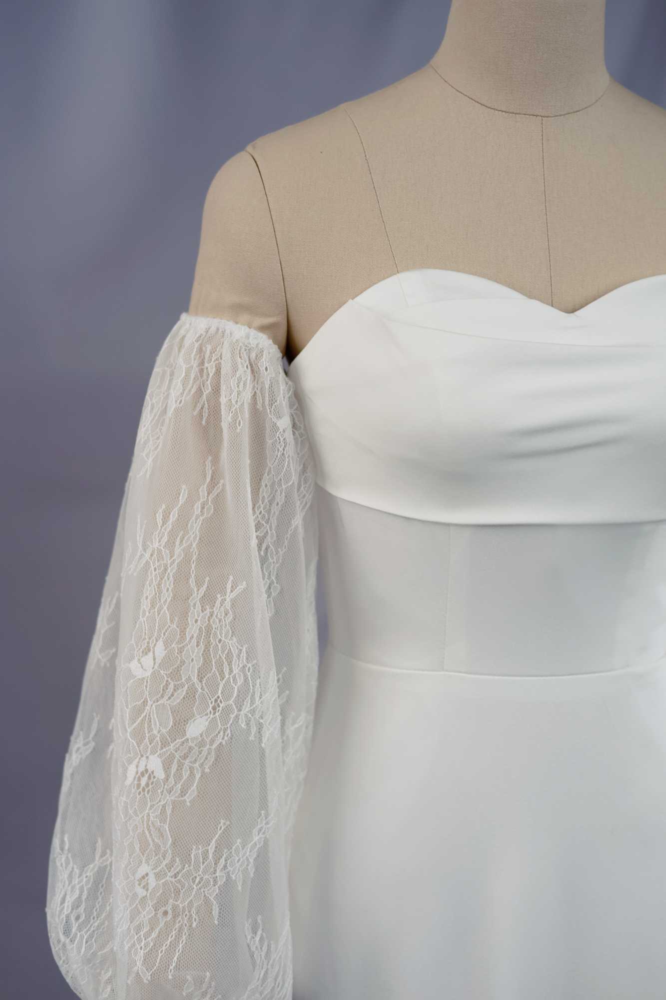 Keyle Bohemian Lace Sleeves Strapless Wedding Dress | Bone & Grey Bridal