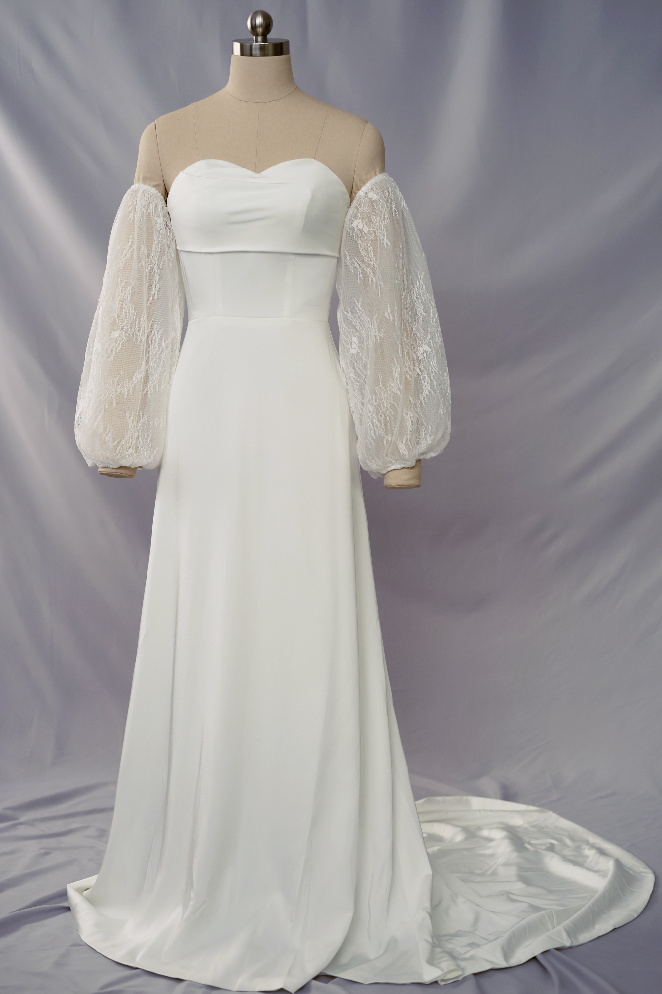 Keyle Bohemian Lace Sleeves Strapless Wedding Dress | Bone & Grey Bridal