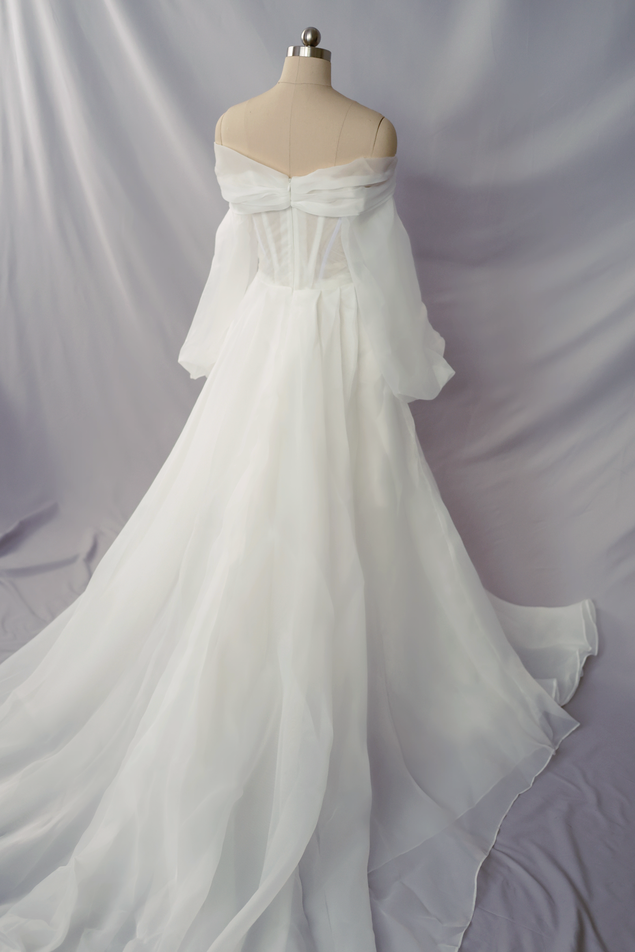 Alinah Minimal Off-the-Shoulder Organza Wedding Dress | Bone & Grey