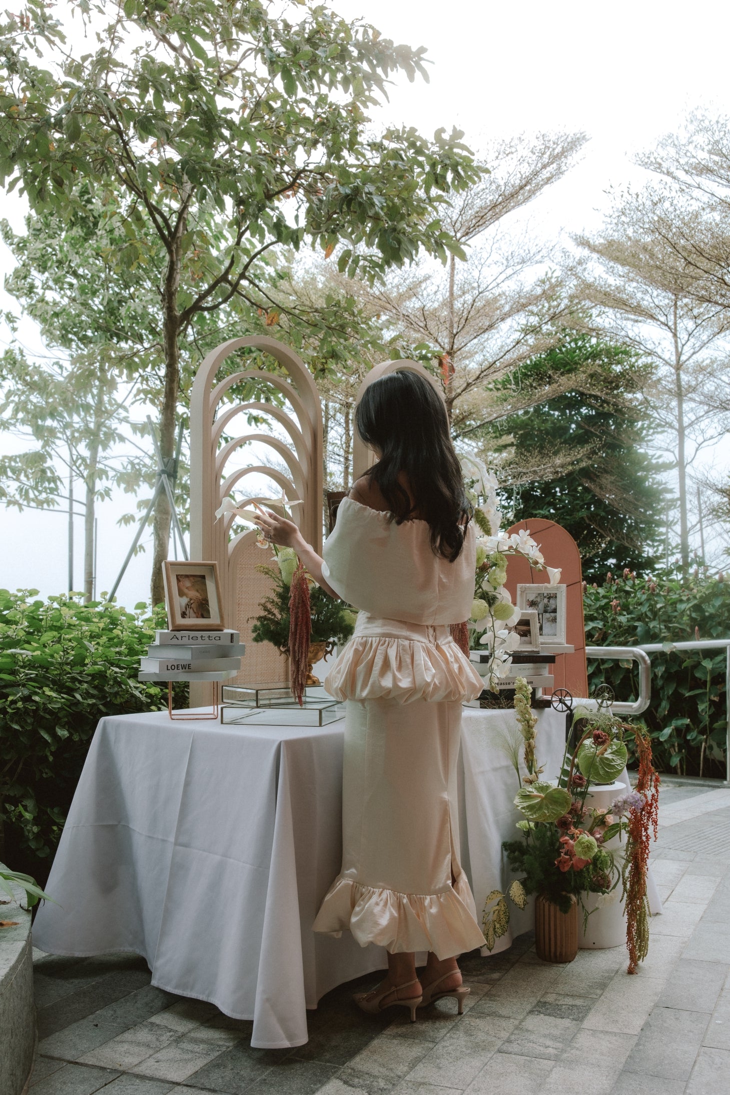 Ivy 2-Piece Strapless Corset & Pencil Skirt Bubble Hem Capelet Wedding Dress with Neck Scarf Civil Ceremony Set | Bone and Grey Bridal | Affordable Simple Bridal Gowns Online Canada USA Singapore