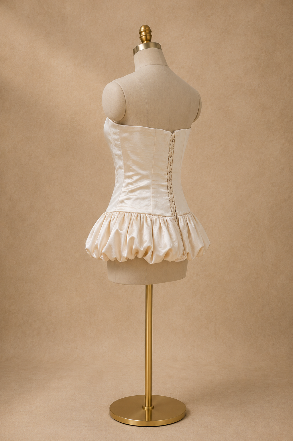 Ivy 2-Piece Strapless Corset & Pencil Skirt Bubble Hem Wedding Dress with Neck Scarf Civil Ceremony Set | Bone and Grey Bridal | Affordable Simple Bridal Gowns Online Canada USA Singapore