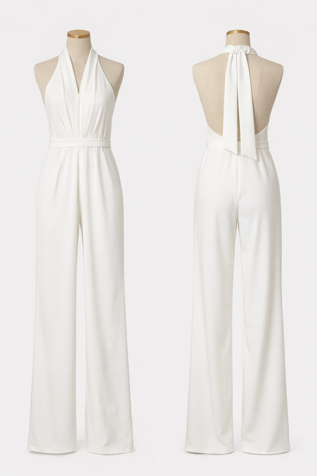 Jennifer Minimal Bridal Halter Jumpsuit | Bone and Grey Bridal | Minimal wedding jumpsuits pantsuits online Singapore Canada USA UK