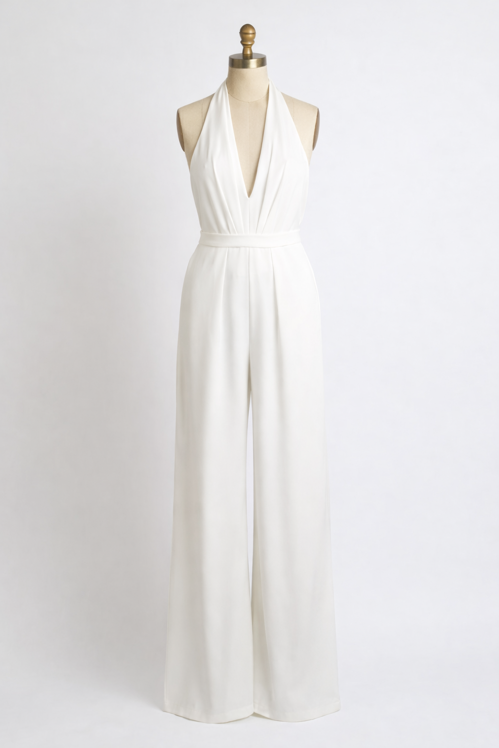 Jennifer Minimal Bridal Halter Jumpsuit | Bone and Grey Bridal | Minimal wedding jumpsuits pantsuits online Singapore Canada USA UK