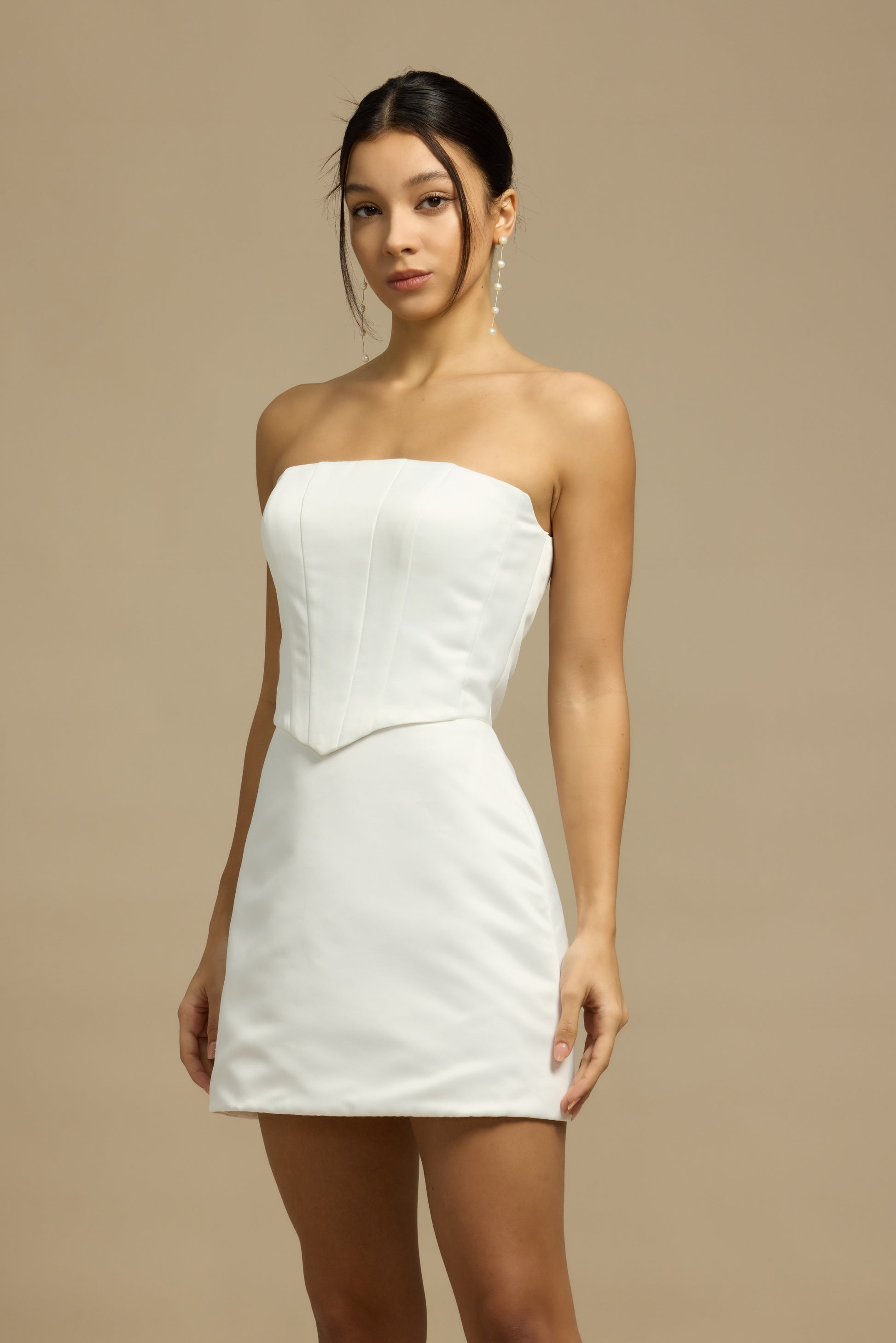 Jodie Satin Bridal Mini Set | Bone & Grey Bridal | Wedding Afterparty Mini Dresses Online Canada USA Australia UK Singapore