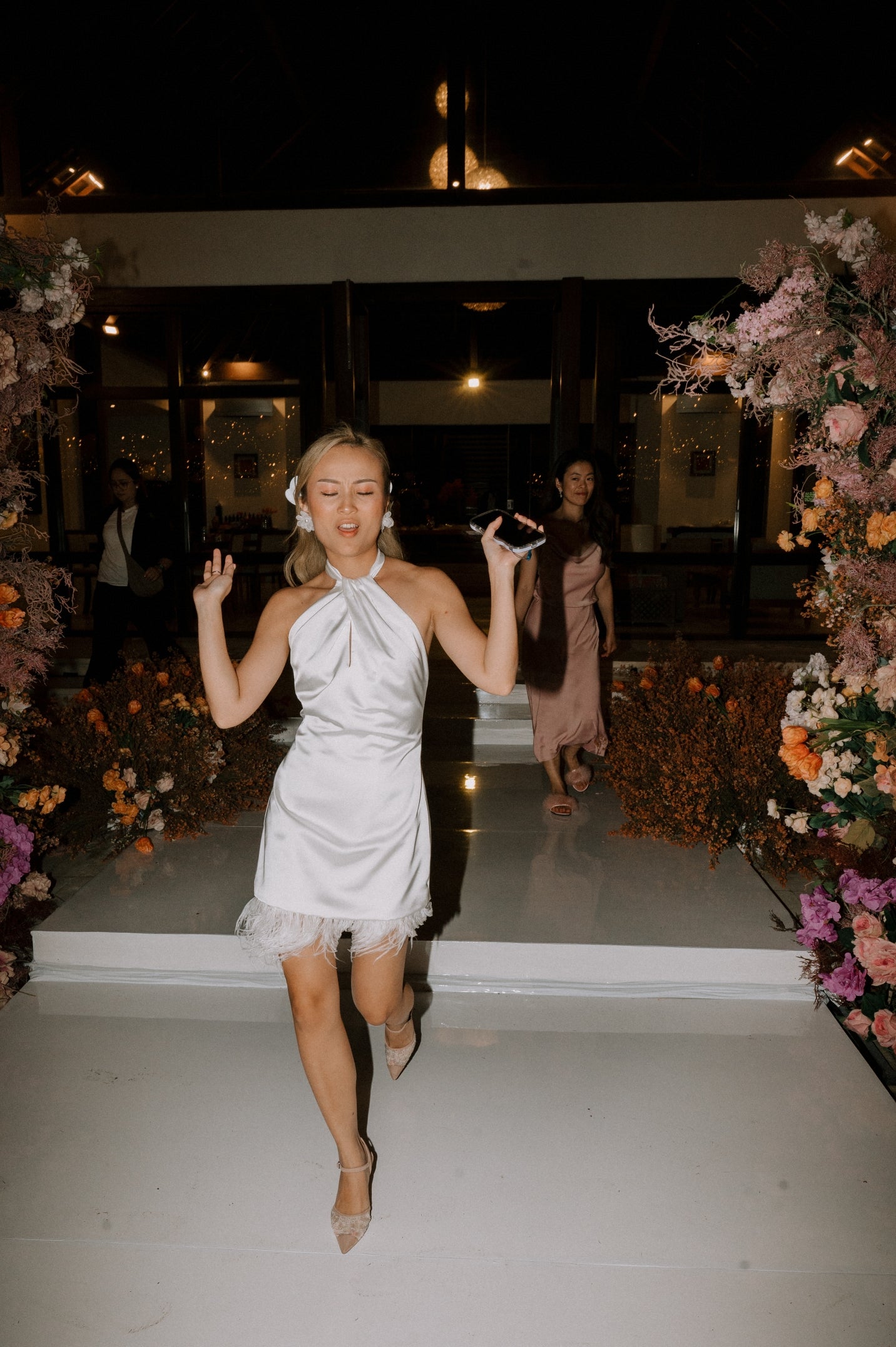 bridal mini dress canada Ayana Lace Mini Dress with Chiffon Scarf