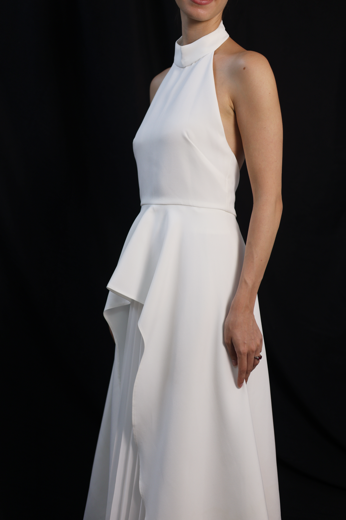 Juniper 2-Piece Halter Dress Set with A-Line Chiffon Skirt | Bone and Grey Bridal | Affordable Minimal Wedding Dresses Online Canada USA Singapore