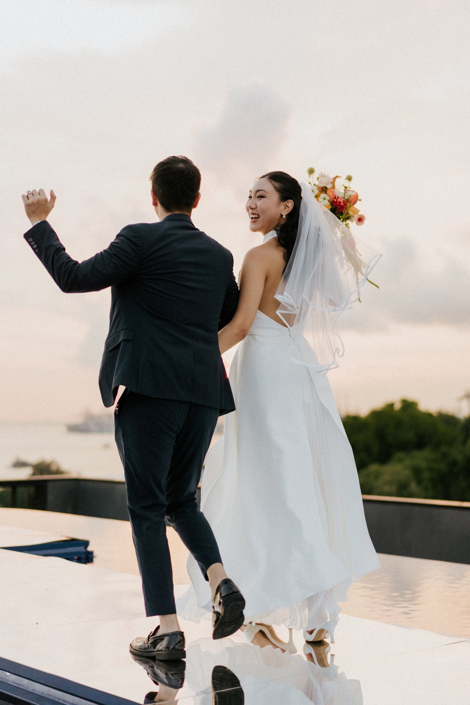 Juniper 2-Piece Halter Dress Set with A-Line Chiffon Skirt | Bone and Grey Bridal | Affordable Minimal Wedding Dresses Online Canada USA Singapore