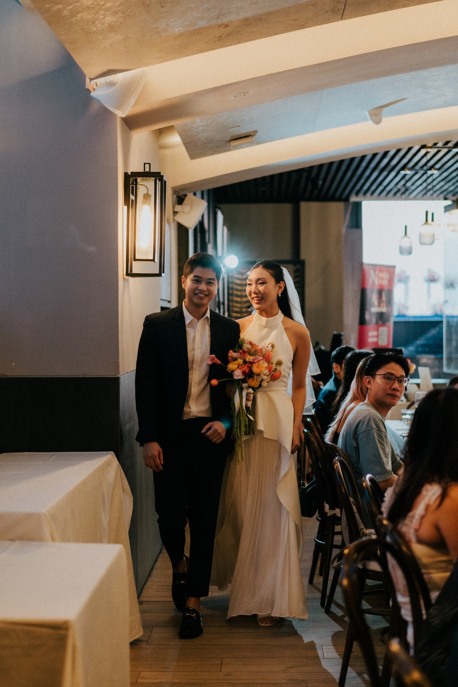 Juniper 2-Piece Halter Dress Set with A-Line Chiffon Skirt | Bone and Grey Bridal | Affordable Minimal Wedding Dresses Online Canada USA Singapore