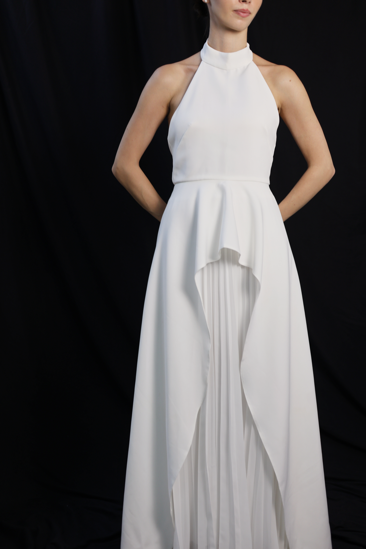 Juniper 2-Piece Halter Dress Set with A-Line Chiffon Skirt | Bone and Grey Bridal | Affordable Minimal Wedding Dresses Online Canada USA Singapore