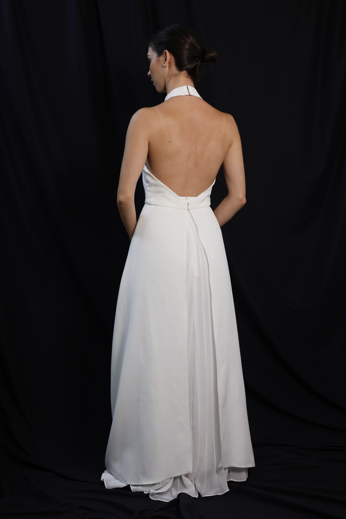 Juniper 2-Piece Halter Dress Set with A-Line Chiffon Skirt | Bone and Grey Bridal | Affordable Minimal Wedding Dresses Online Canada USA Singapore