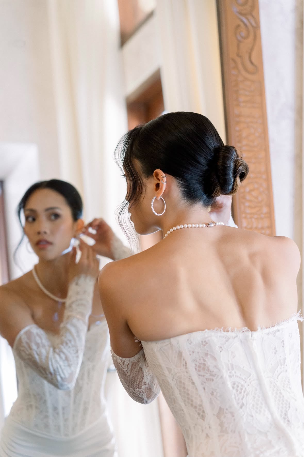 Kimberley Lace Corset & Satin Fit and Flare Skirt Wedding Gown Set | Bone and Grey Bridal | Affordable Simple Bridal Gowns Online Canada USA Singapore | Bone and Grey Bridal | Affordable Simple Bridal Gowns Online Canada USA Singapore