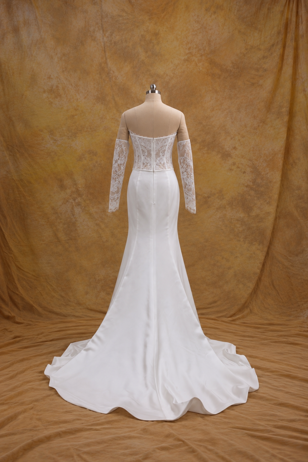Kimberley Lace Corset & Satin Fit and Flare Skirt Wedding Gown Set | Bone and Grey Bridal | Affordable Simple Bridal Gowns Online Canada USA Singapore | Bone and Grey Bridal | Affordable Simple Bridal Gowns Online Canada USA Singapore