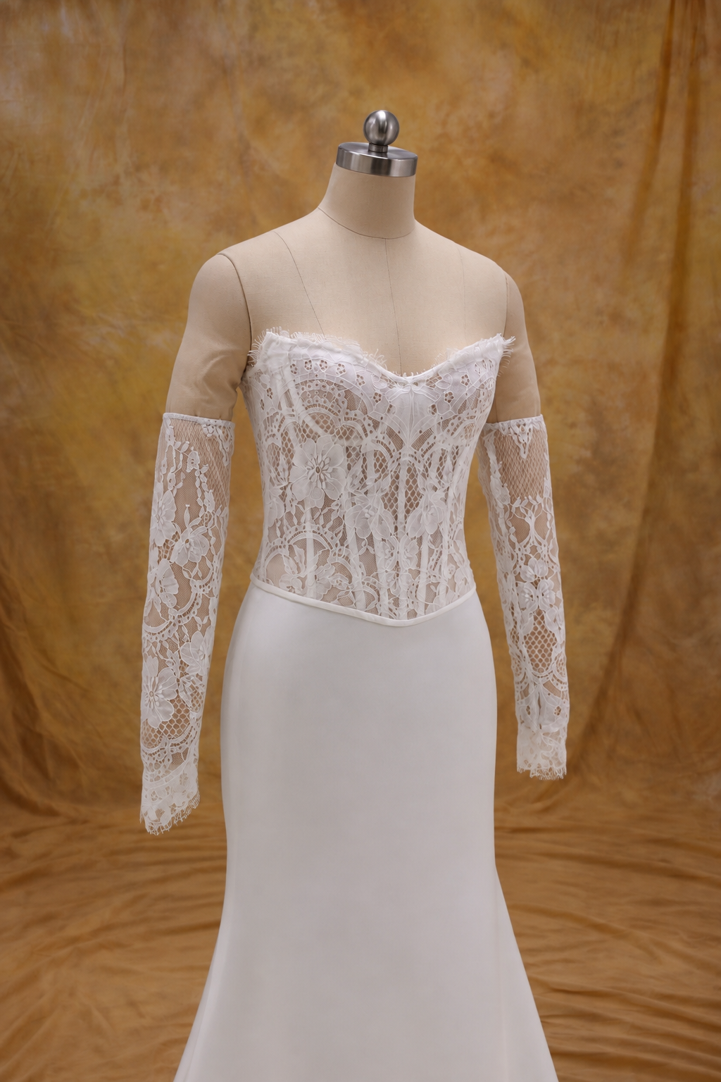 Kimberley Lace Corset & Satin Fit and Flare Skirt Wedding Gown Set | Bone and Grey Bridal | Affordable Simple Bridal Gowns Online Canada USA Singapore | Bone and Grey Bridal | Affordable Simple Bridal Gowns Online Canada USA Singapore
