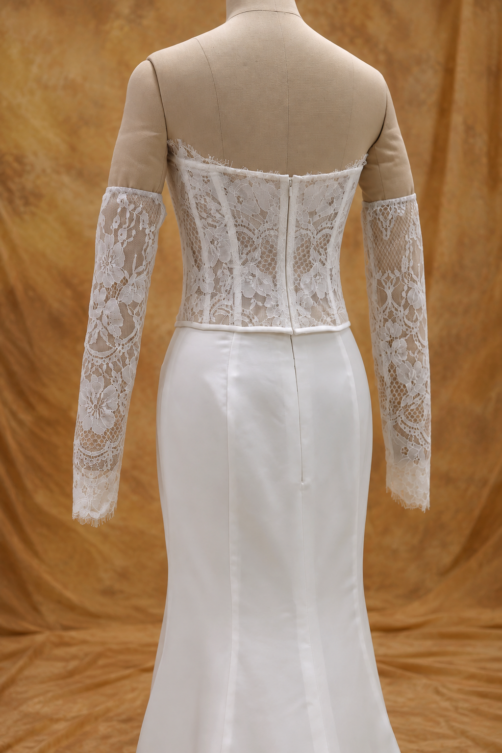 Kimberley Lace Corset & Satin Fit and Flare Skirt Wedding Gown Set | Bone and Grey Bridal | Affordable Simple Bridal Gowns Online Canada USA Singapore | Bone and Grey Bridal | Affordable Simple Bridal Gowns Online Canada USA Singapore