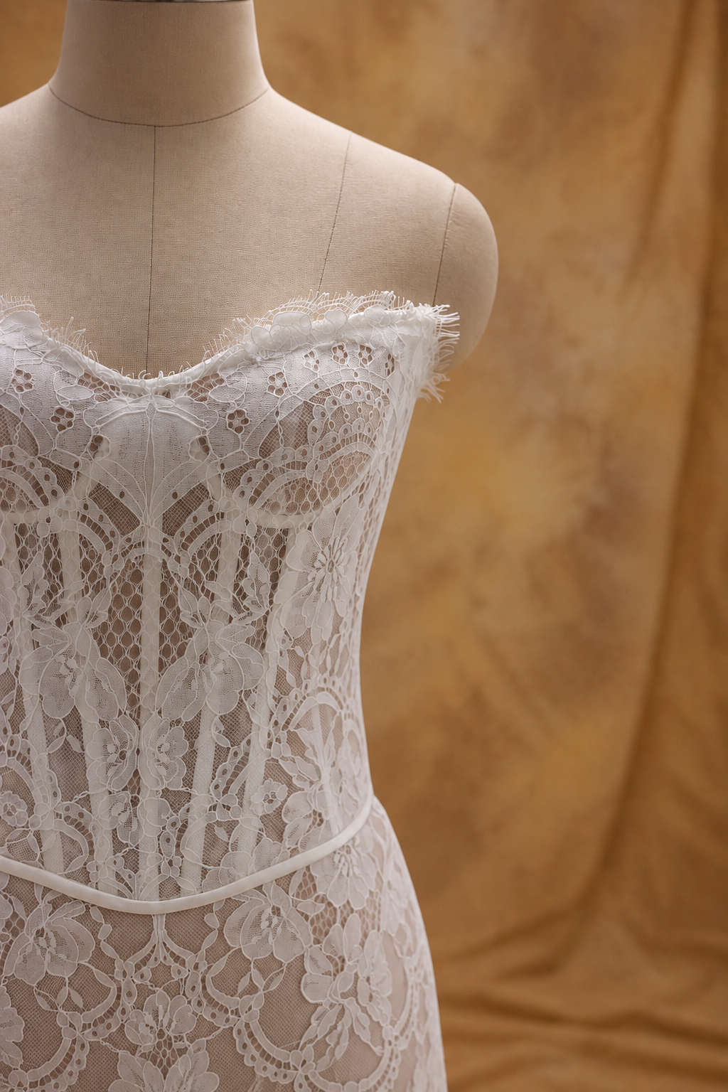 Kimberley Lace Corset & Satin Fit and Flare Skirt Wedding Gown Set | Bone and Grey Bridal | Affordable Simple Bridal Gowns Online Canada USA Singapore | Bone and Grey Bridal | Affordable Simple Bridal Gowns Online Canada USA Singapore