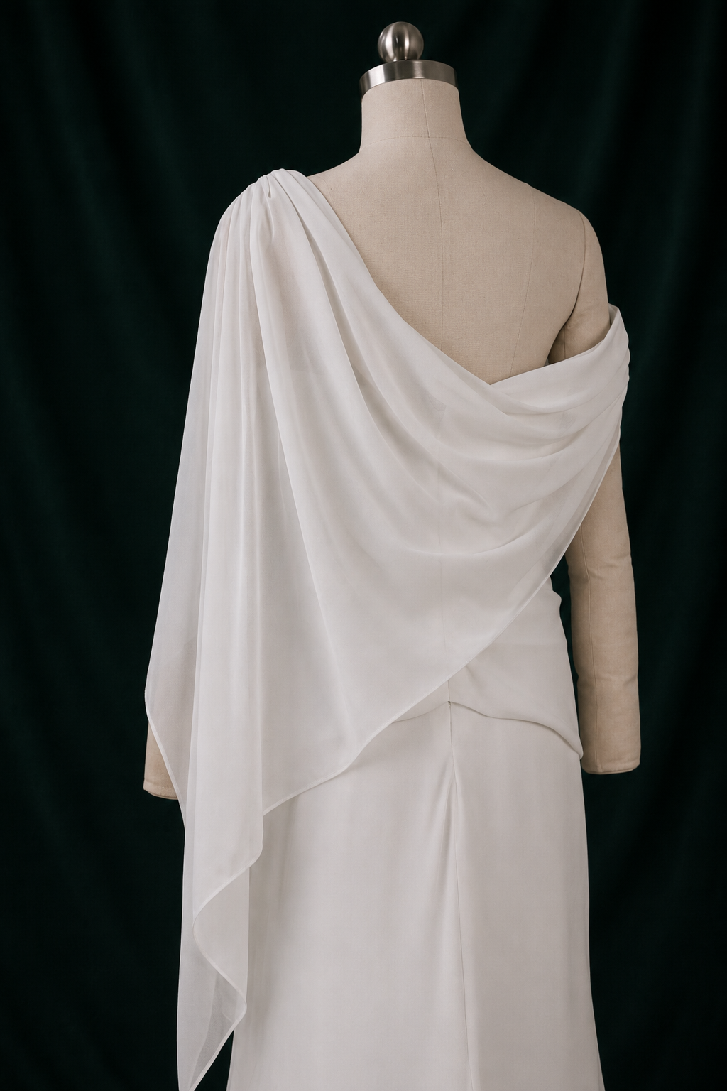 Laney Chiffon Cowl Column Wedding Gown | Bone and Grey Bridal | Affordable Simple Bridal Gowns Online Canada USA Singapore