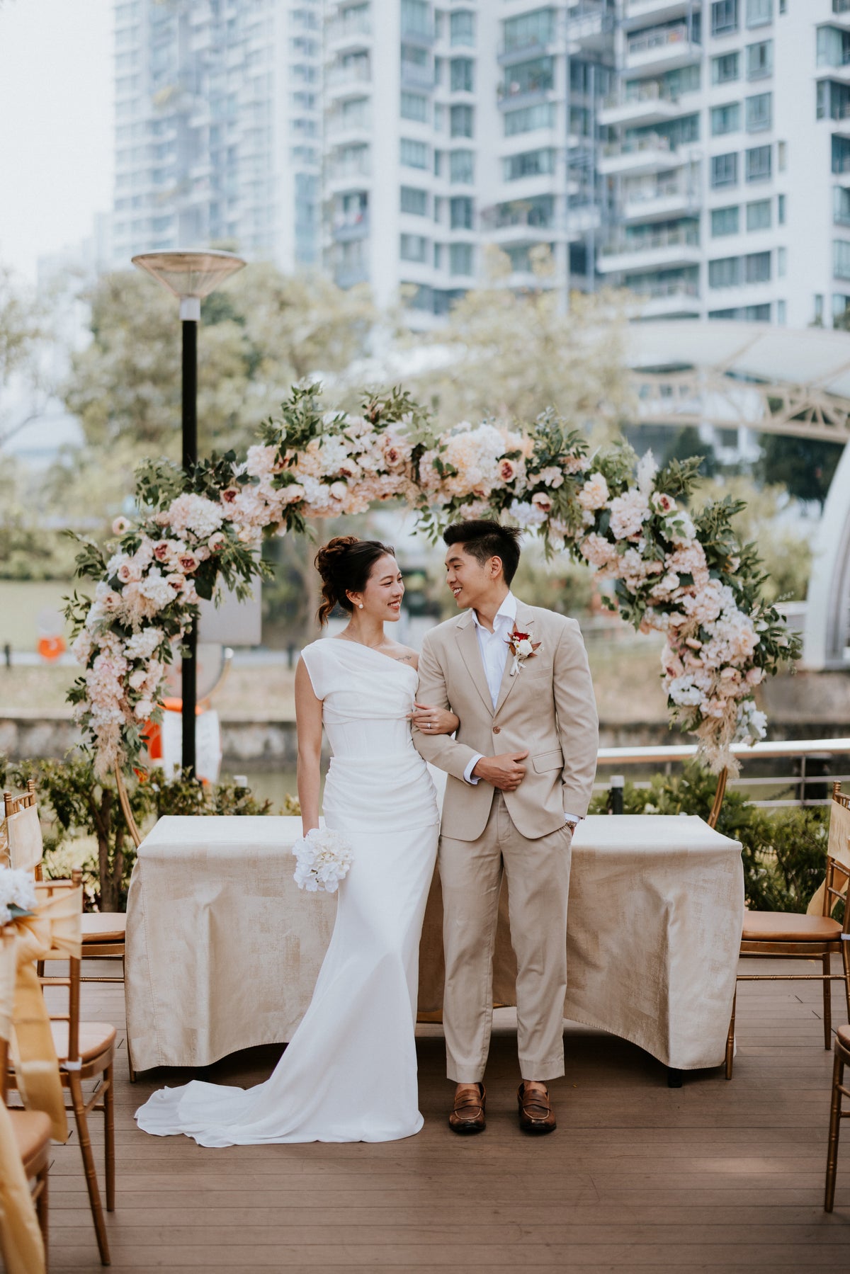 Laney Chiffon Cowl Column Wedding Gown | Bone and Grey Bridal | Affordable Simple Bridal Gowns Online Canada USA Singapore