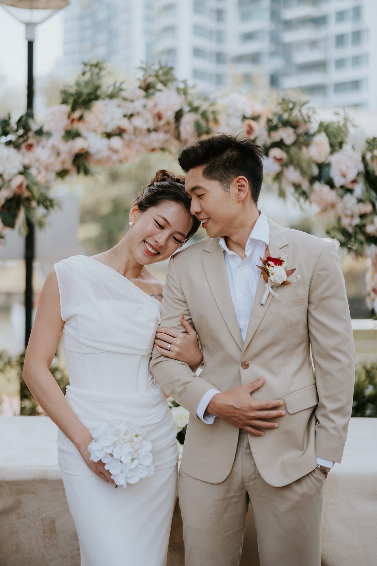 Laney Chiffon Cowl Column Wedding Gown | Bone and Grey Bridal | Affordable Simple Bridal Gowns Online Canada USA Singapore