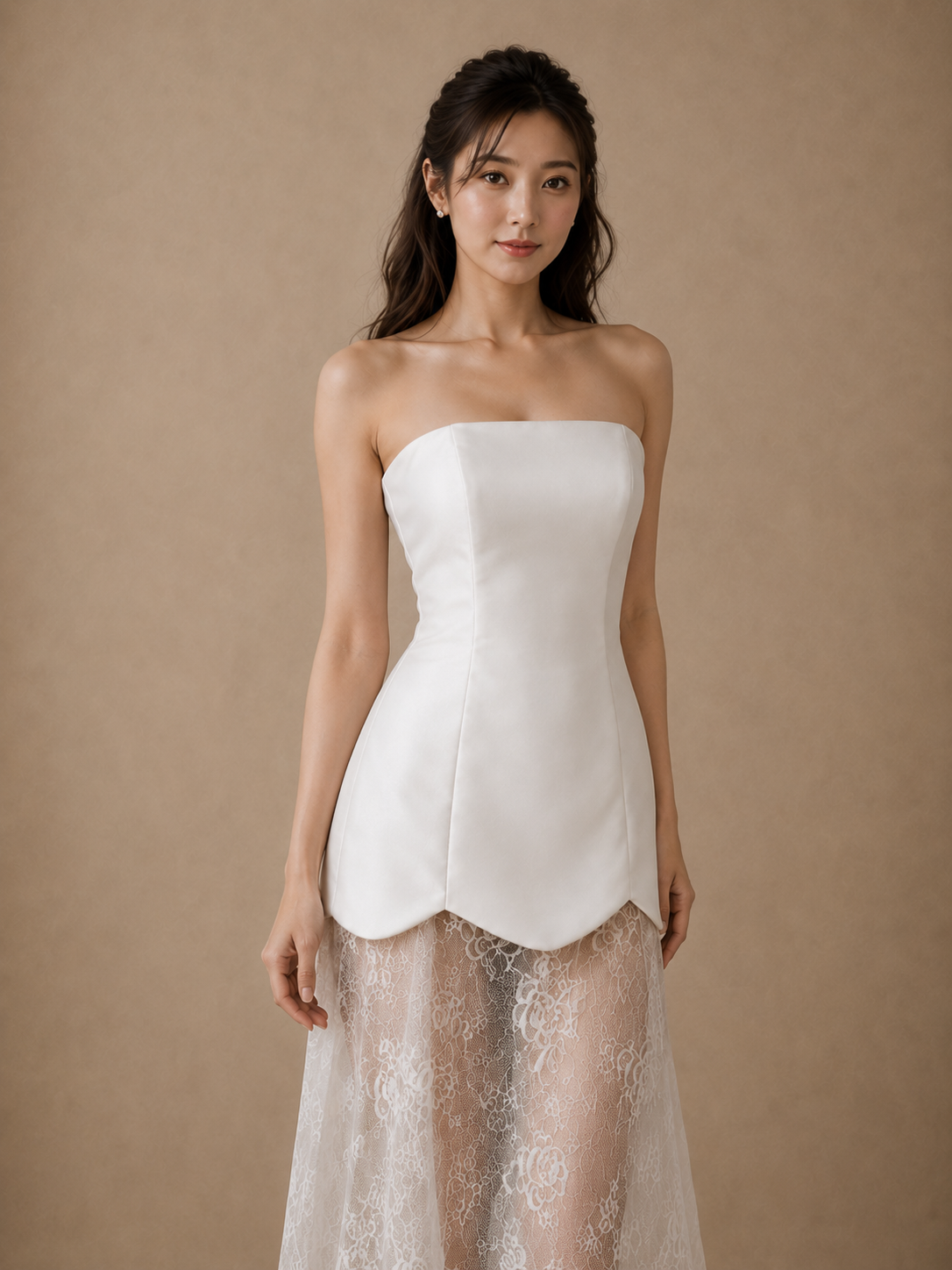 Luna Scalloped Mini Dress with Lace Skirt | Bone & Grey Bridal | Wedding Convertible Afterparty Mini Dresses Online Canada USA Australia UK Singapore