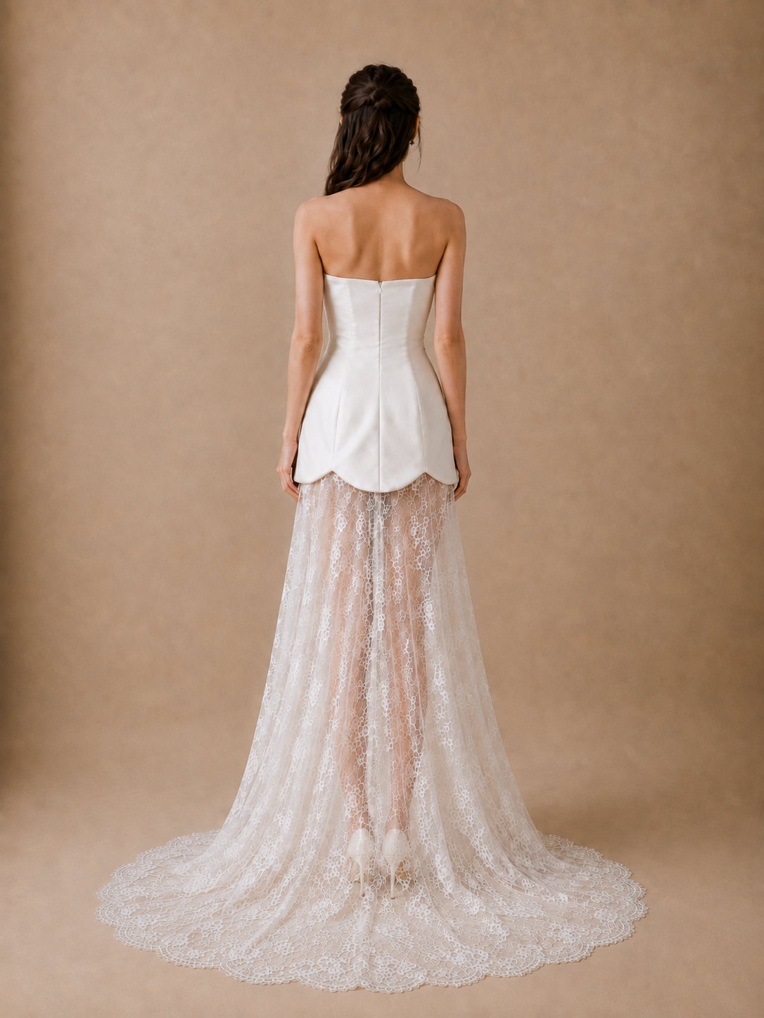 Luna Scalloped Mini Dress with Lace Skirt | Bone & Grey Bridal | Wedding Convertible Afterparty Mini Dresses Online Canada USA Australia UK Singapore