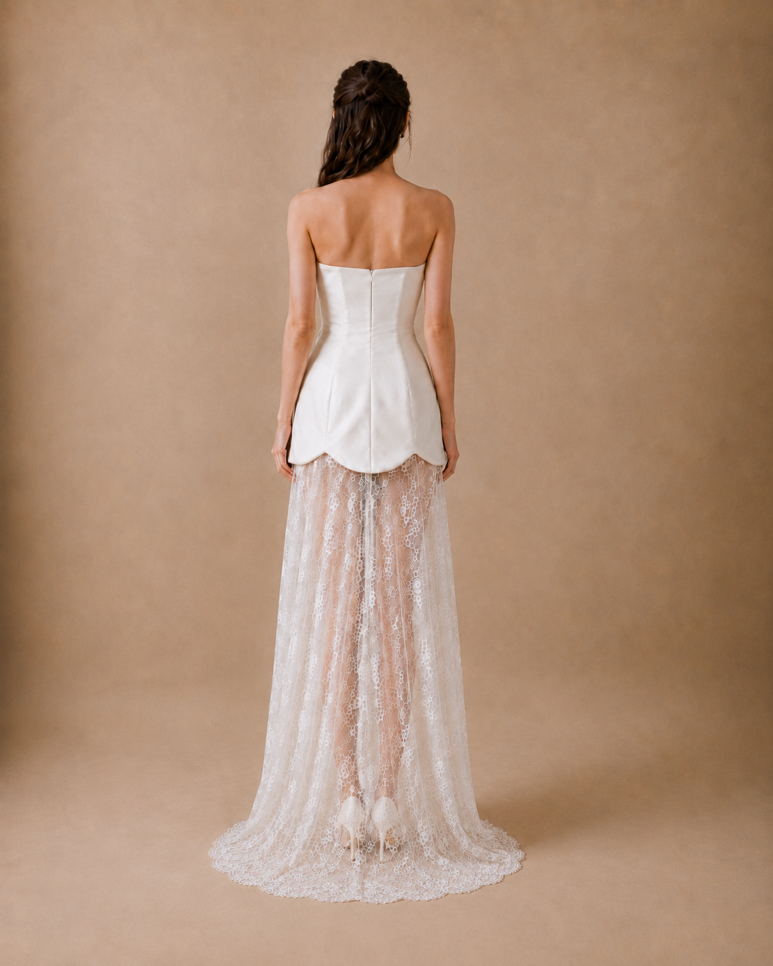 Luna Scalloped Mini Dress with Lace Skirt | Bone & Grey Bridal | Wedding Convertible Afterparty Mini Dresses Online Canada USA Australia UK Singapore
