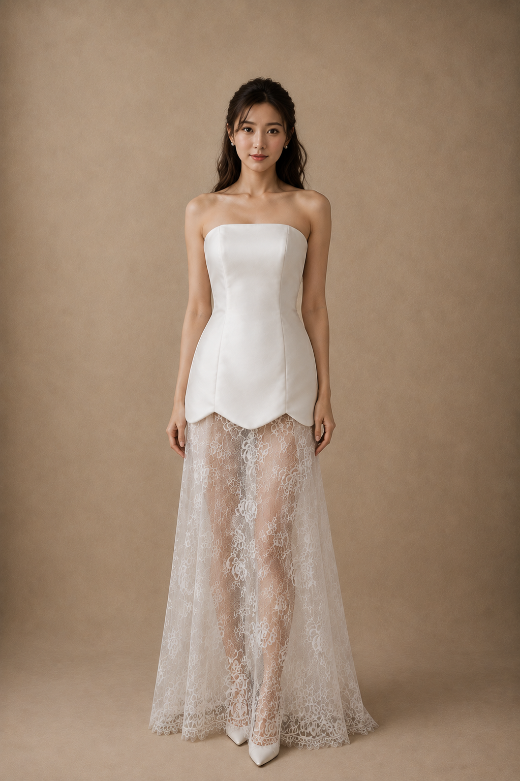 Luna Scalloped Mini Dress with Lace Skirt | Bone & Grey Bridal | Wedding Convertible Afterparty Mini Dresses Online Canada USA Australia UK Singapore