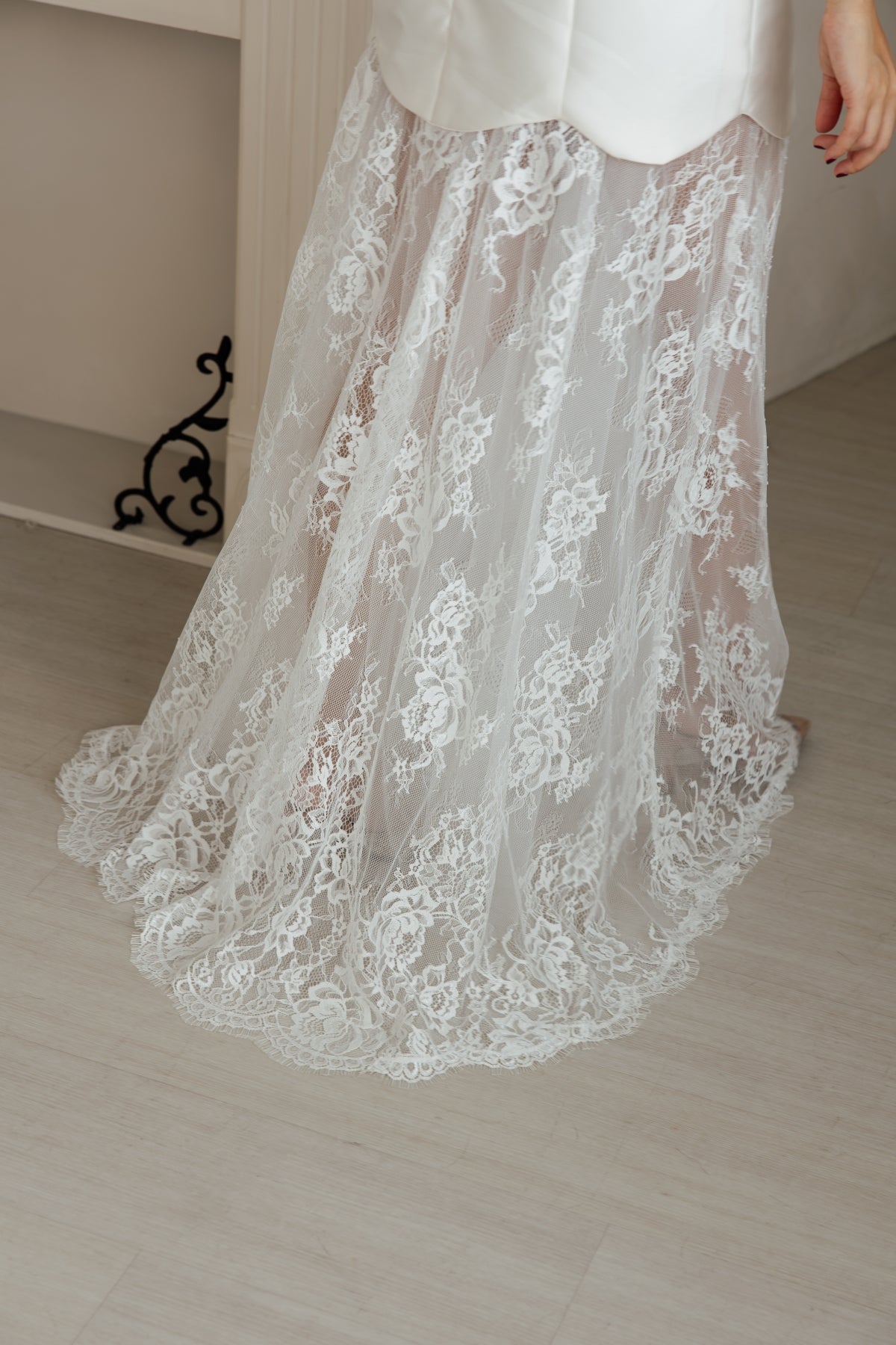 Luna Scalloped Mini Dress with Lace Skirt | Bone & Grey Bridal | Wedding Convertible Afterparty Mini Dresses Online Canada USA Australia UK Singapore