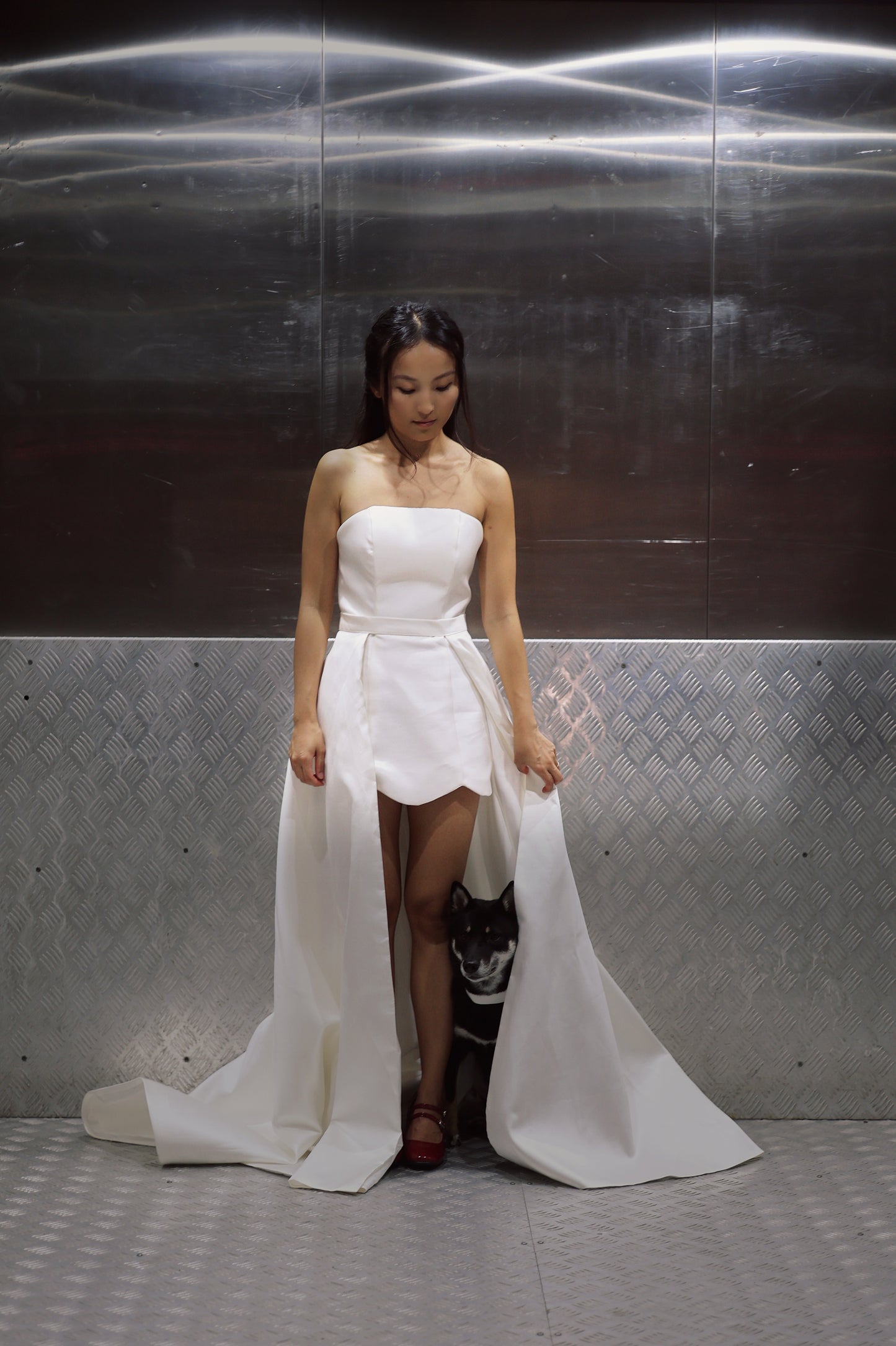 Luna Scalloped Mini Dress Set (Convertible) | Bone & Grey Bridal | Wedding Afterparty Mini Dresses Online Canada USA Australia UK Singapore