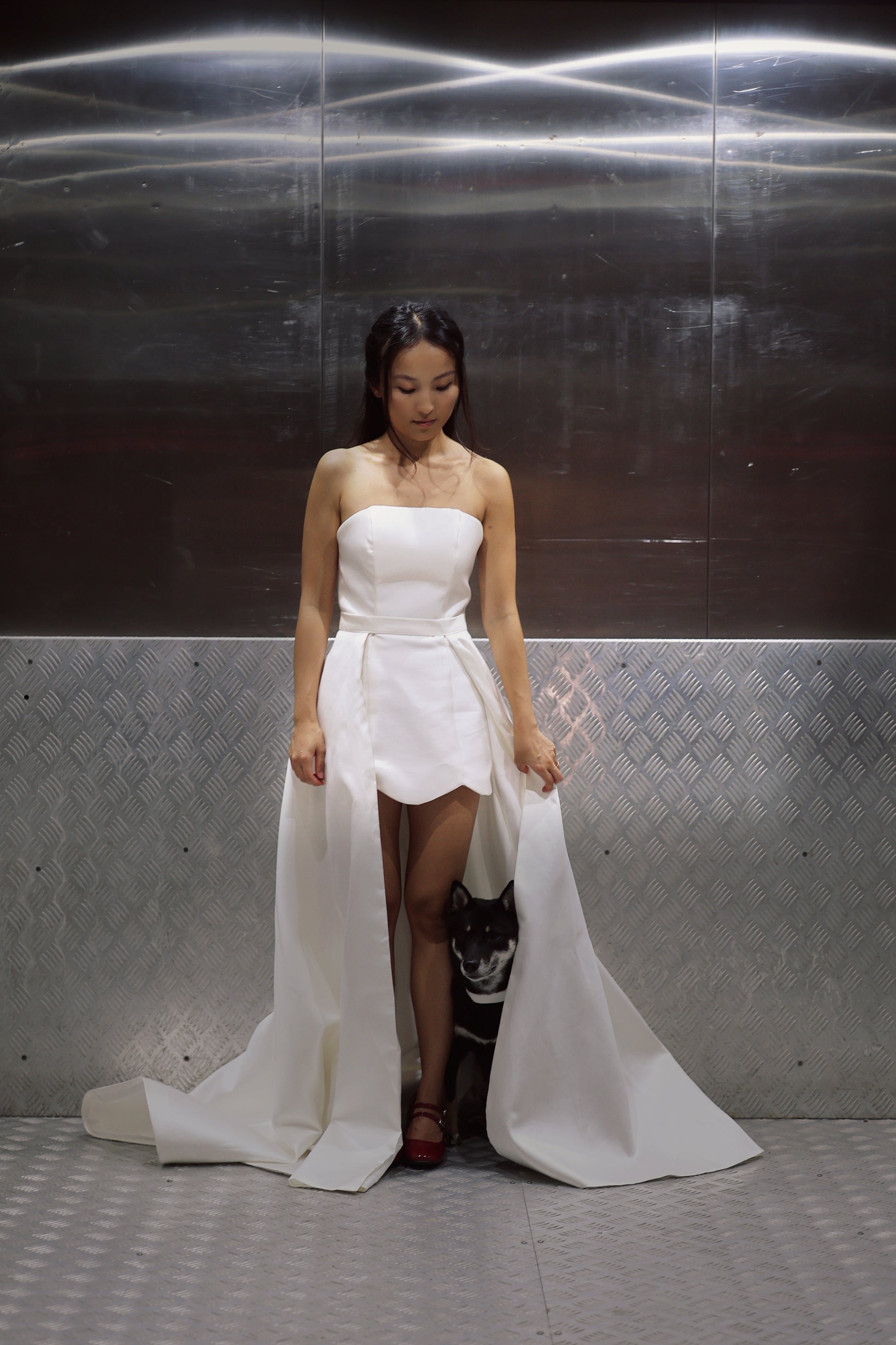 Luna Scalloped Mini Dress Set (Convertible) | Bone & Grey Bridal | Wedding Afterparty Mini Dresses Online Canada USA Australia UK Singapore