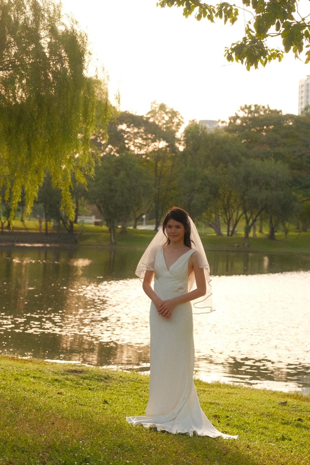 Nina V-Neck Satin Crepe Column Wedding Gown | Bone and Grey Bridal | Affordable Simple Bridal Gowns Online Canada USA Singapore | Bone and Grey Bridal | Affordable Simple Bridal Gowns Online Canada USA Singapore