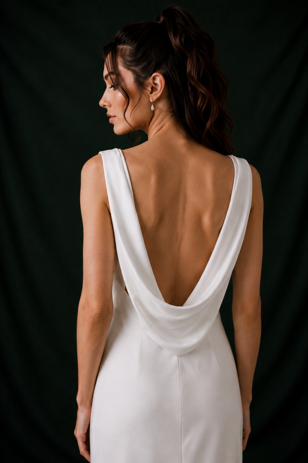 Nina V-Neck Satin Crepe Column Wedding Gown | Bone and Grey Bridal | Affordable Simple Bridal Gowns Online Canada USA Singapore | Bone and Grey Bridal | Affordable Simple Bridal Gowns Online Canada USA Singapore