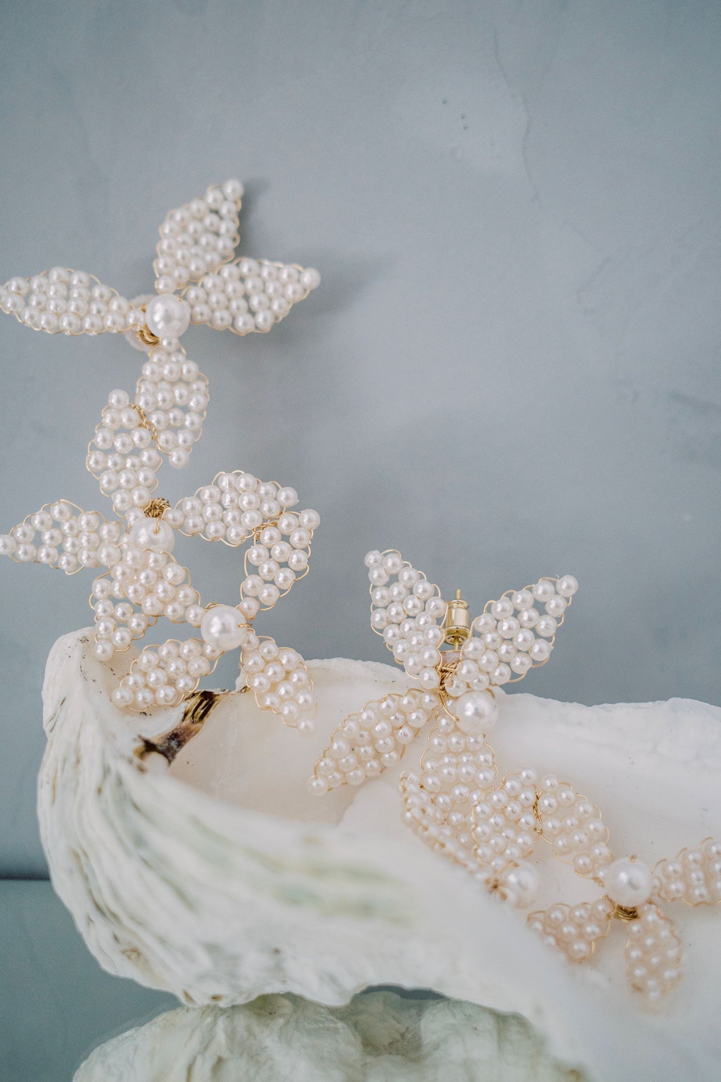 Halle Handmade Pearl Floral Earrings | Bone & Grey Bridal Accessories