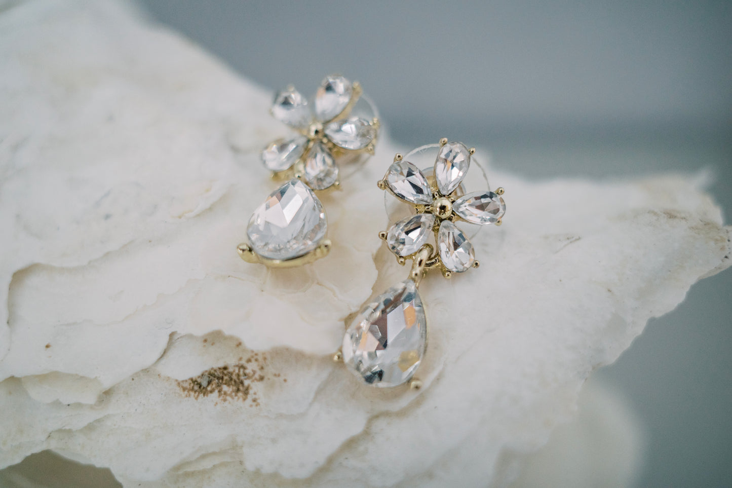 Crystal Floral Drop Earrings | Bone and Grey Bridal Accessories