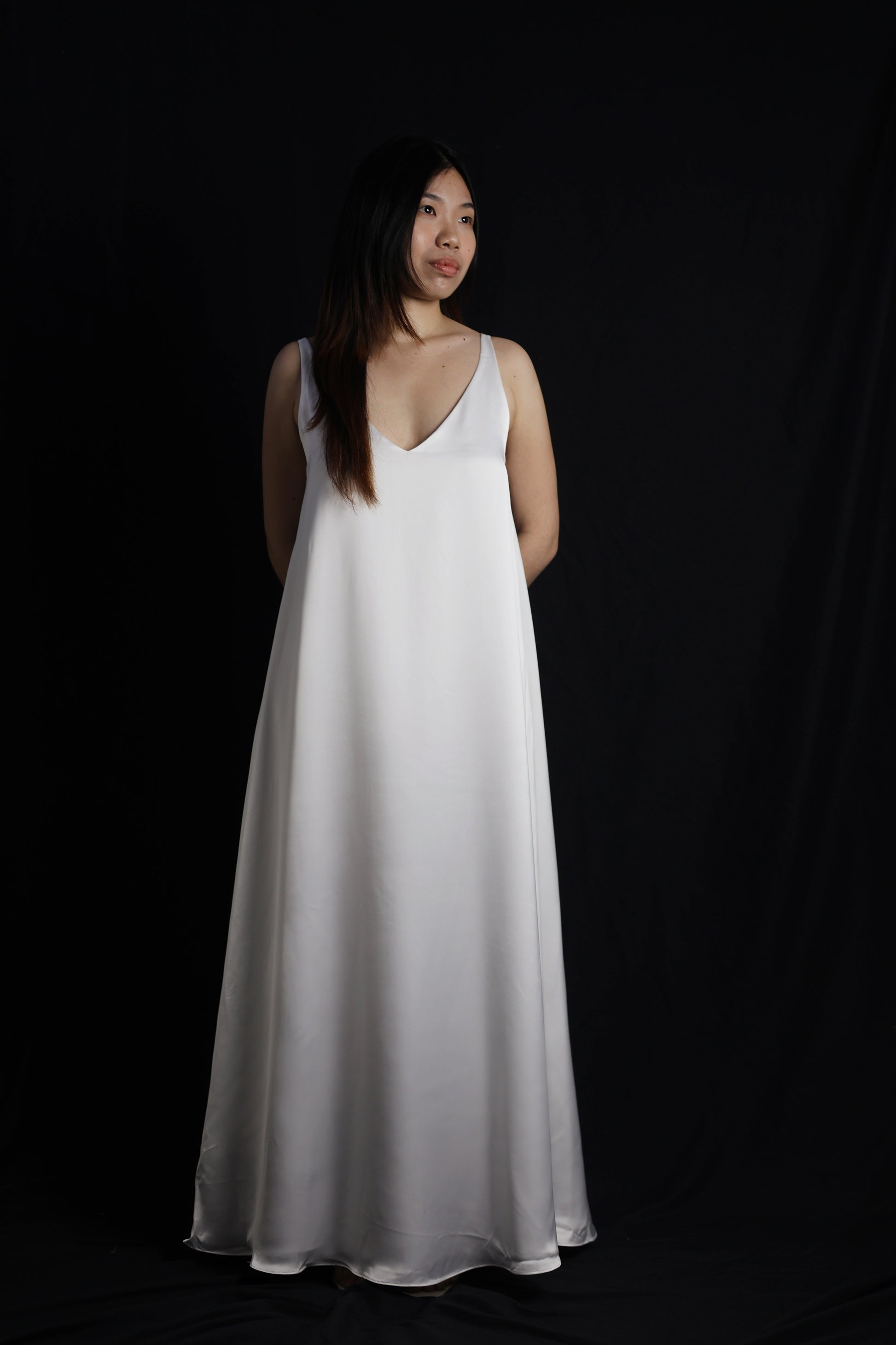 Sabrina Two-Piece Satin Slip Wedding Dress with Organza Overlay | Bone and Grey Bridal | Affordable Minimal Wedding Dress Sets Online Canada Singapore USA