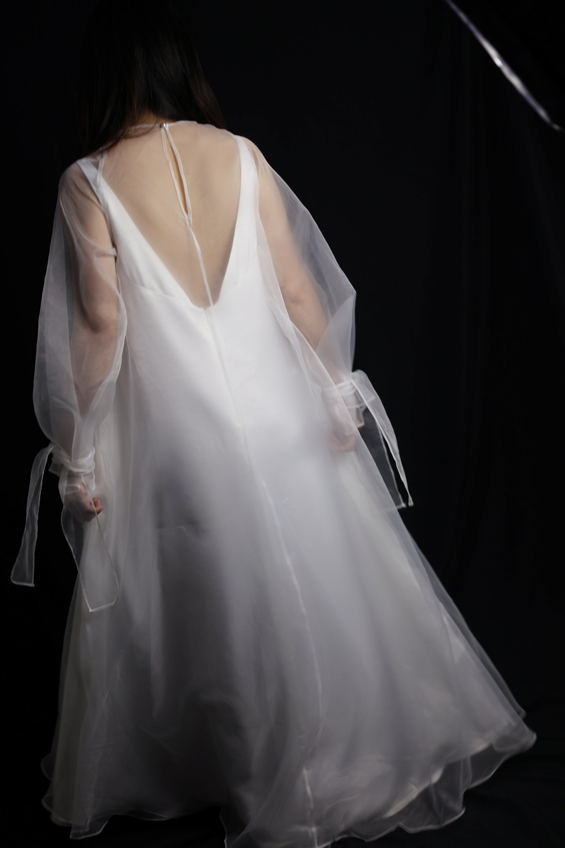 Silk Dress Long Sleeve Slip Wedding Dress Elegant Slip Satin Lace