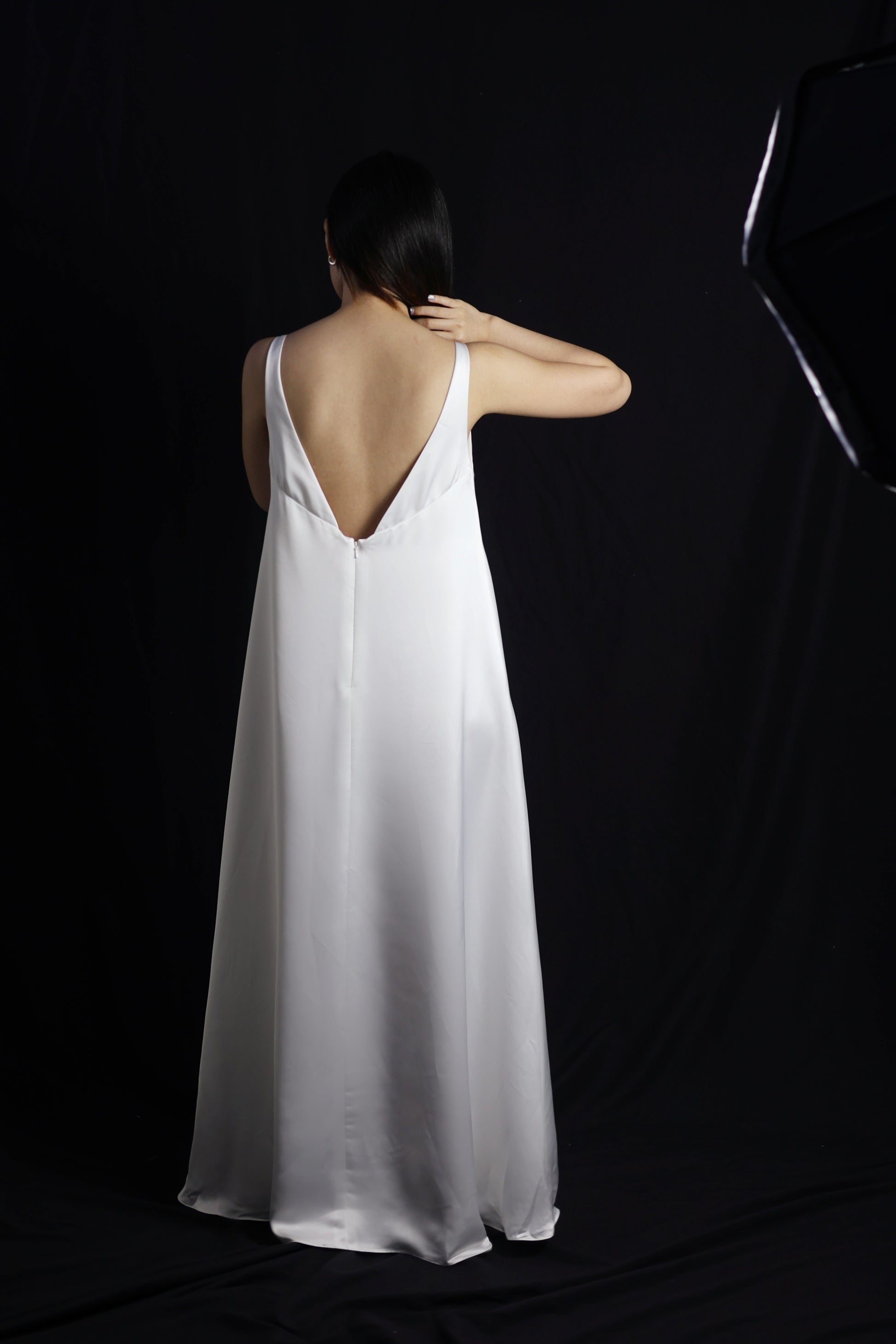 Sabrina Two-Piece Satin Slip Wedding Dress with Long Sleeves Organza Overlay | Bone and Grey Bridal | Affordable Simple Bridal Gowns Online Canada USA Singapore Sabrina Two-Piece Satin Slip Wedding Dress with Long Sleeves Organza Overlay | Bone and Grey Bridal | Affordable Simple Bridal Gowns Online Canada USA Singapore