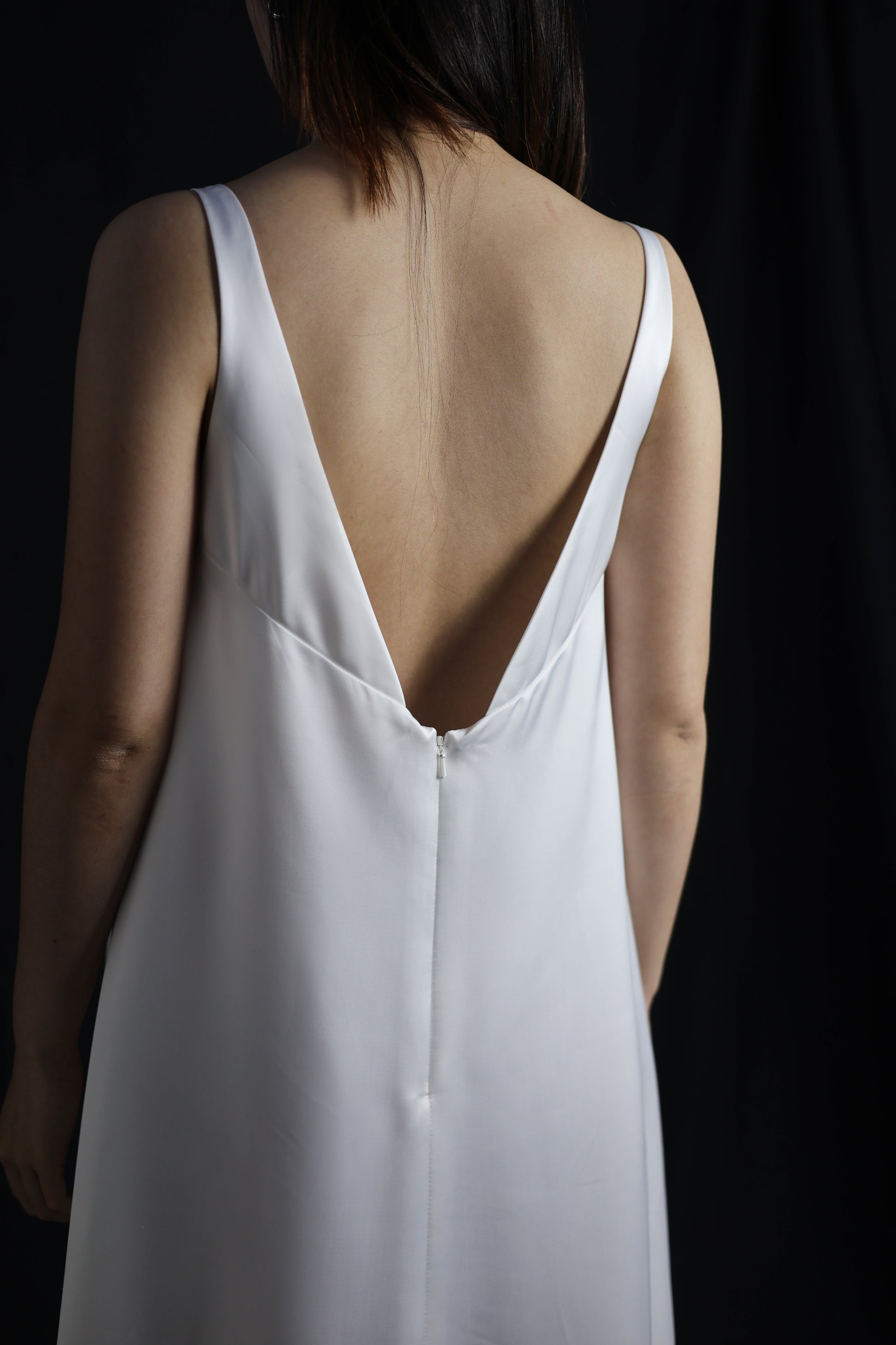 Sabrina Two-Piece Satin Slip Wedding Dress with Organza Overlay | Bone and Grey Bridal | Affordable Minimal Wedding Dress Sets Online Canada Singapore USA