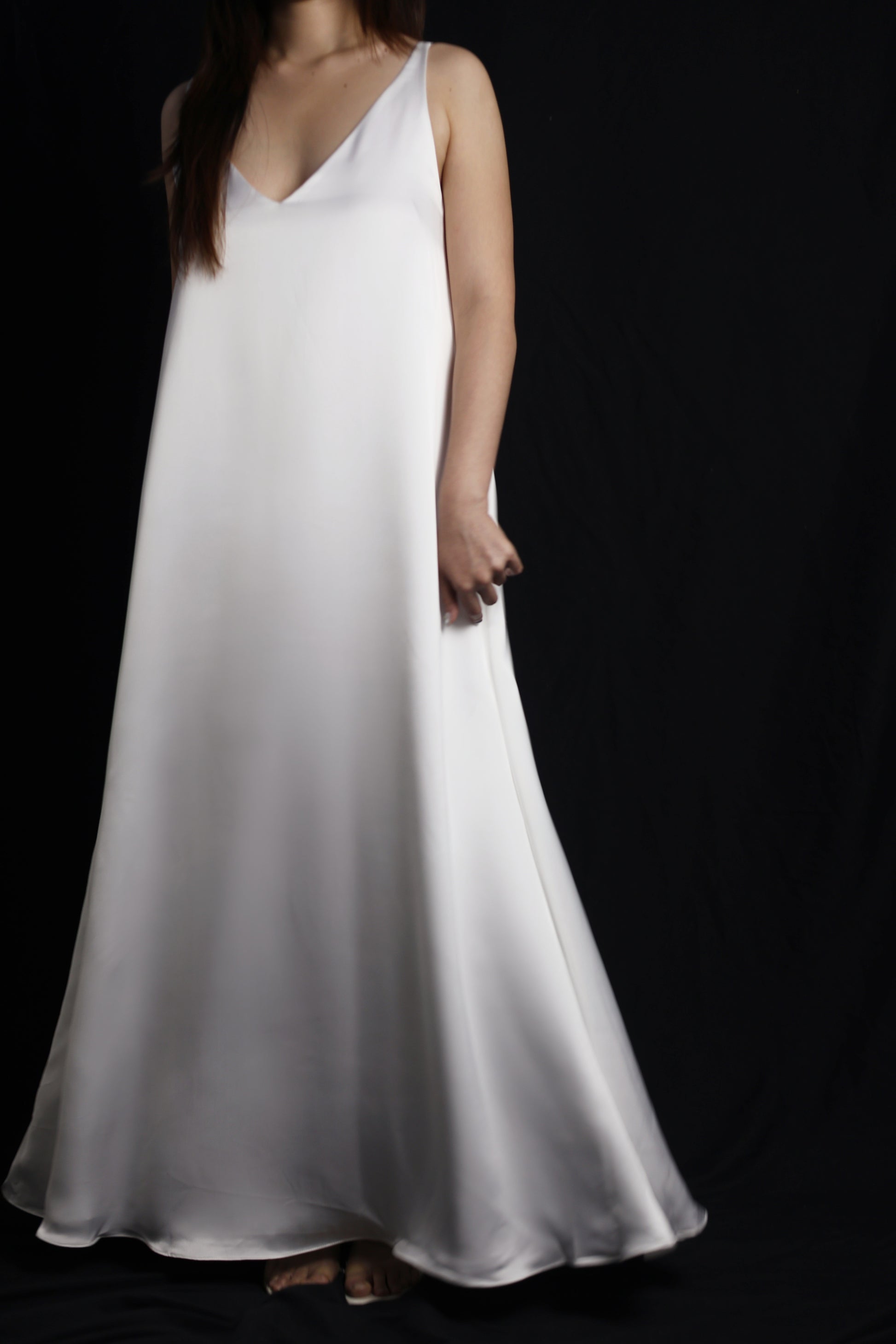 Sabrina Two-Piece Satin Slip Wedding Dress with Organza Overlay | Bone and Grey Bridal | Affordable Minimal Wedding Dress Sets Online Canada Singapore USA