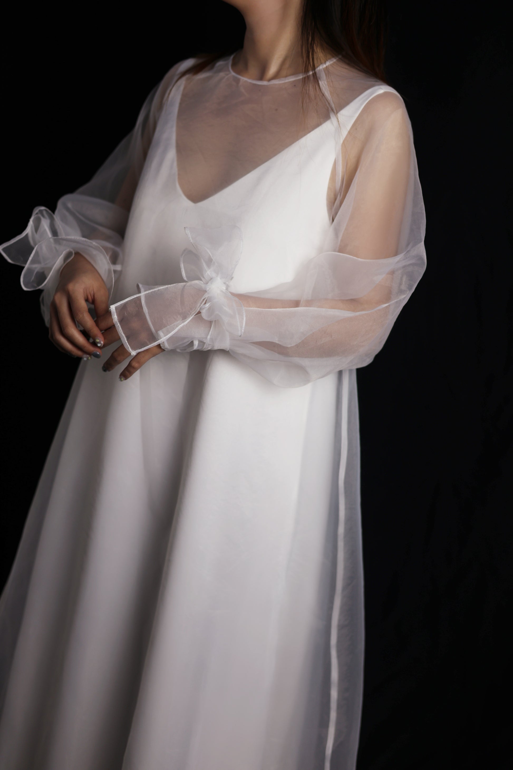 Sabrina Two-Piece Satin Slip Wedding Dress with Organza Overlay | Bone and Grey Bridal | Affordable Minimal Wedding Dress Sets Online Canada Singapore USA