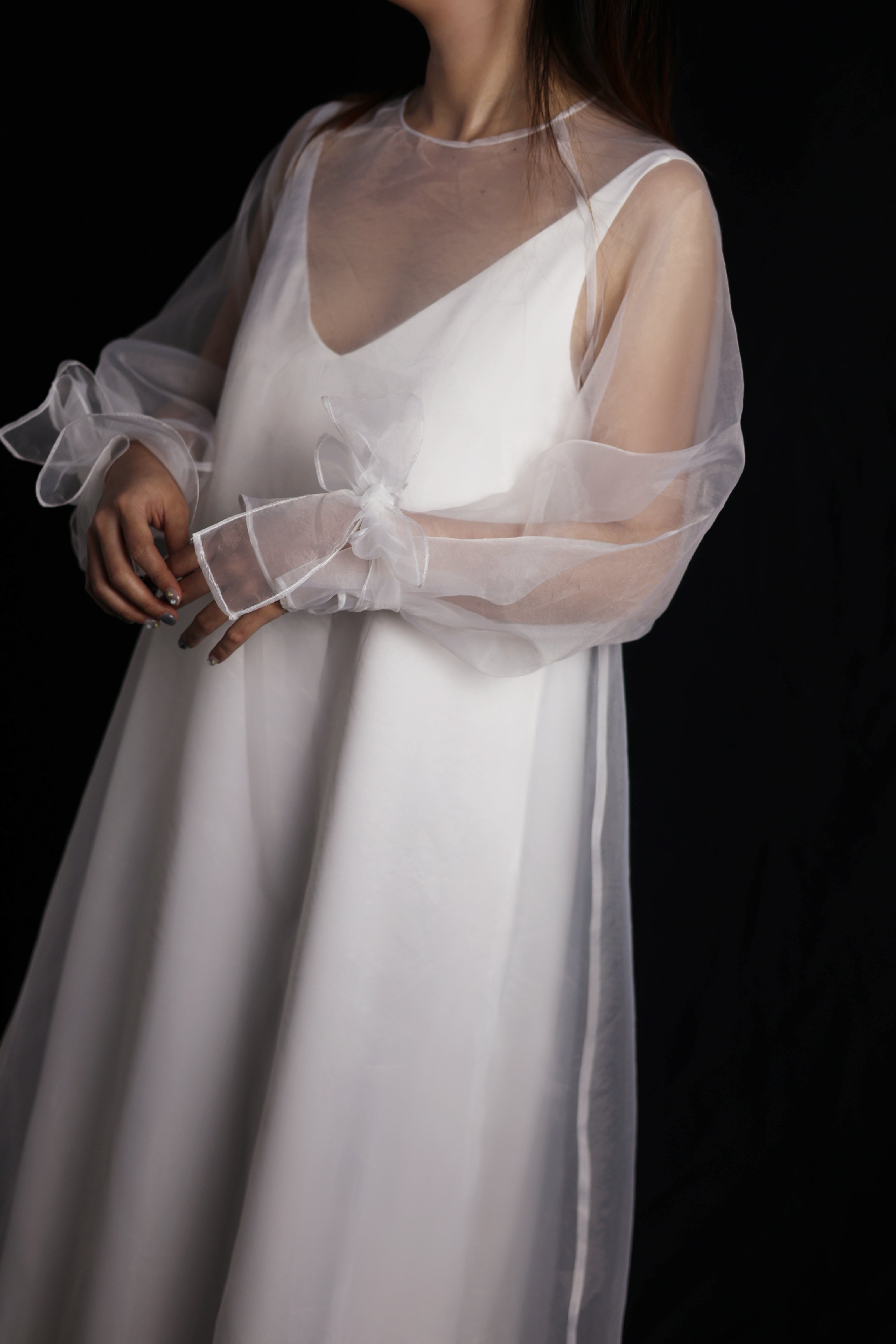 Sabrina Two-Piece Satin Slip Wedding Dress with Organza Overlay | Bone and Grey Bridal | Affordable Minimal Wedding Dress Sets Online Canada Singapore USA