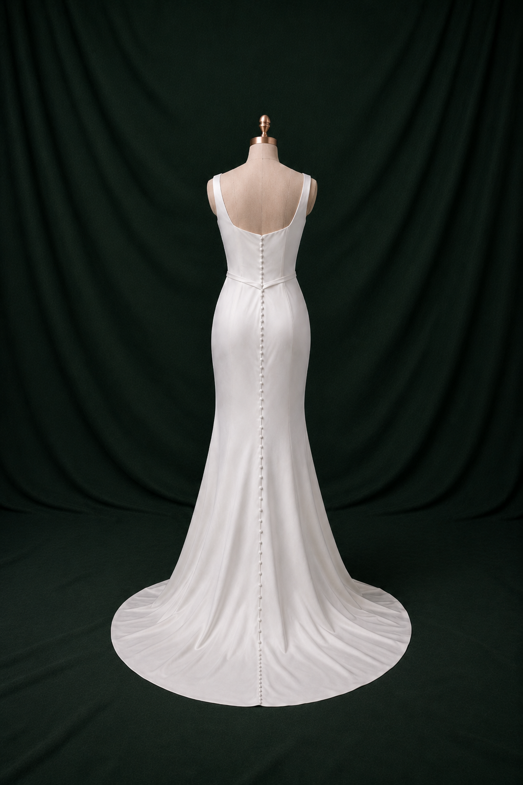 Sage Square Neck Matte Crepe Column Wedding Gown | Bone and Grey Bridal | Affordable Simple Bridal Gowns Online Canada USA Singapore
