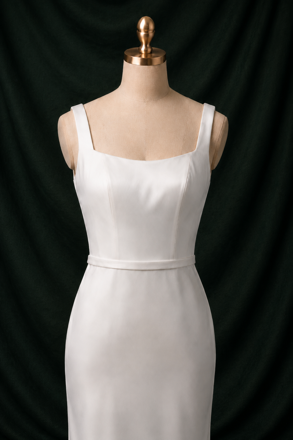 Sage Square Neck Matte Crepe Column Wedding Gown | Bone and Grey Bridal | Affordable Simple Bridal Gowns Online Canada USA Singapore
