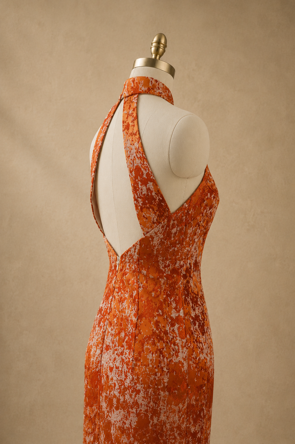 Vivian Mandarin Collar Modern Jacquard Qipao Cheongsam Dress with Cape | Bone and Grey Bridal | Affordable Simple Bridal Gowns Online Canada USA Singapore