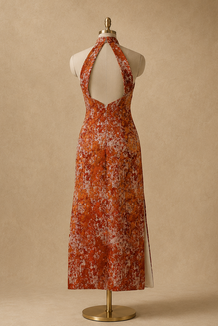 Vivian Mandarin Collar Modern Jacquard Qipao Cheongsam Dress with Cape | Bone and Grey Bridal | Affordable Simple Bridal Gowns Online Canada USA Singapore