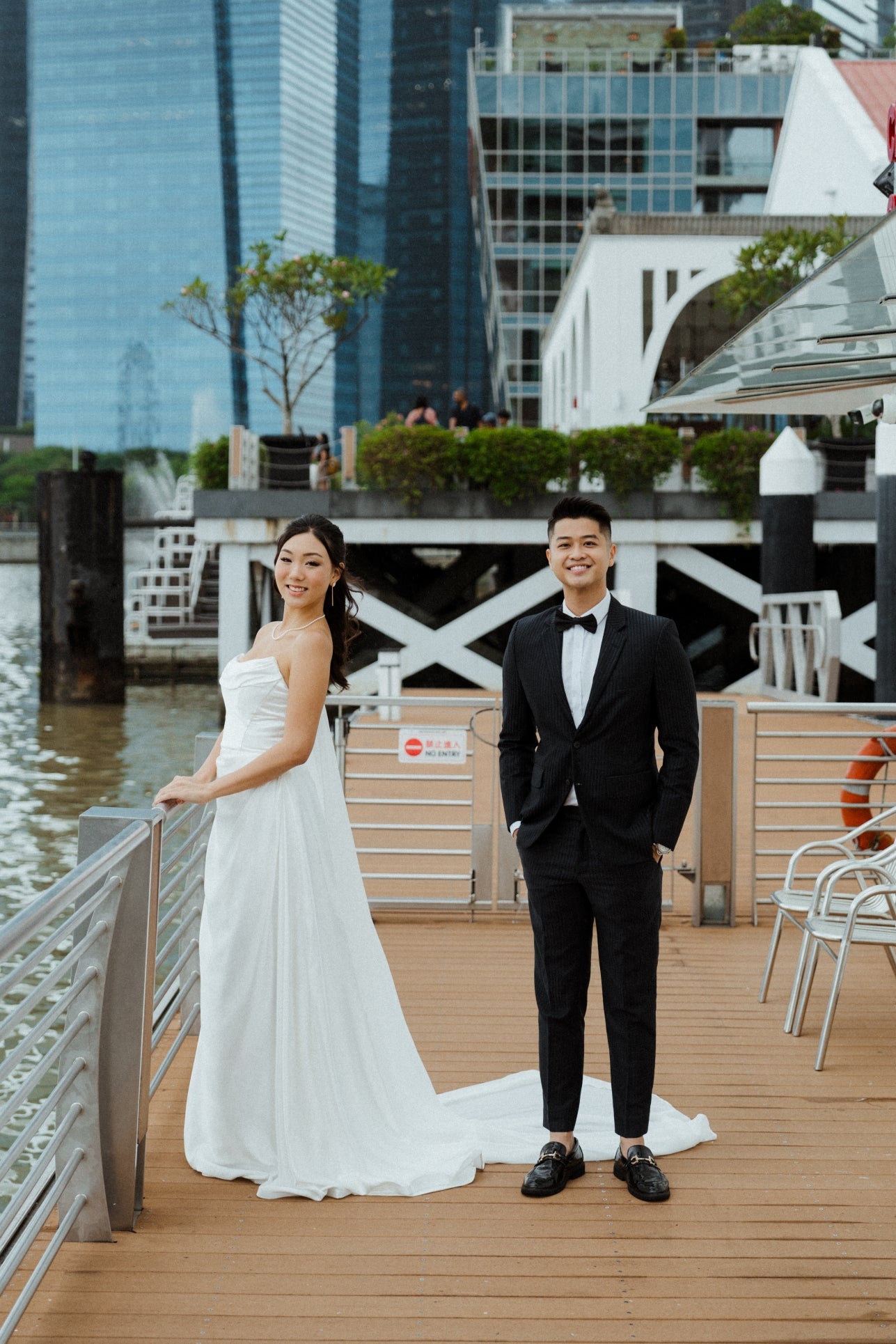 Wynter Strapless Satin A-Line Wedding Dress with Chiffon Train | Bone and Grey Bridal | Affordable minimal wedding dresses online Canada Singapore USA
