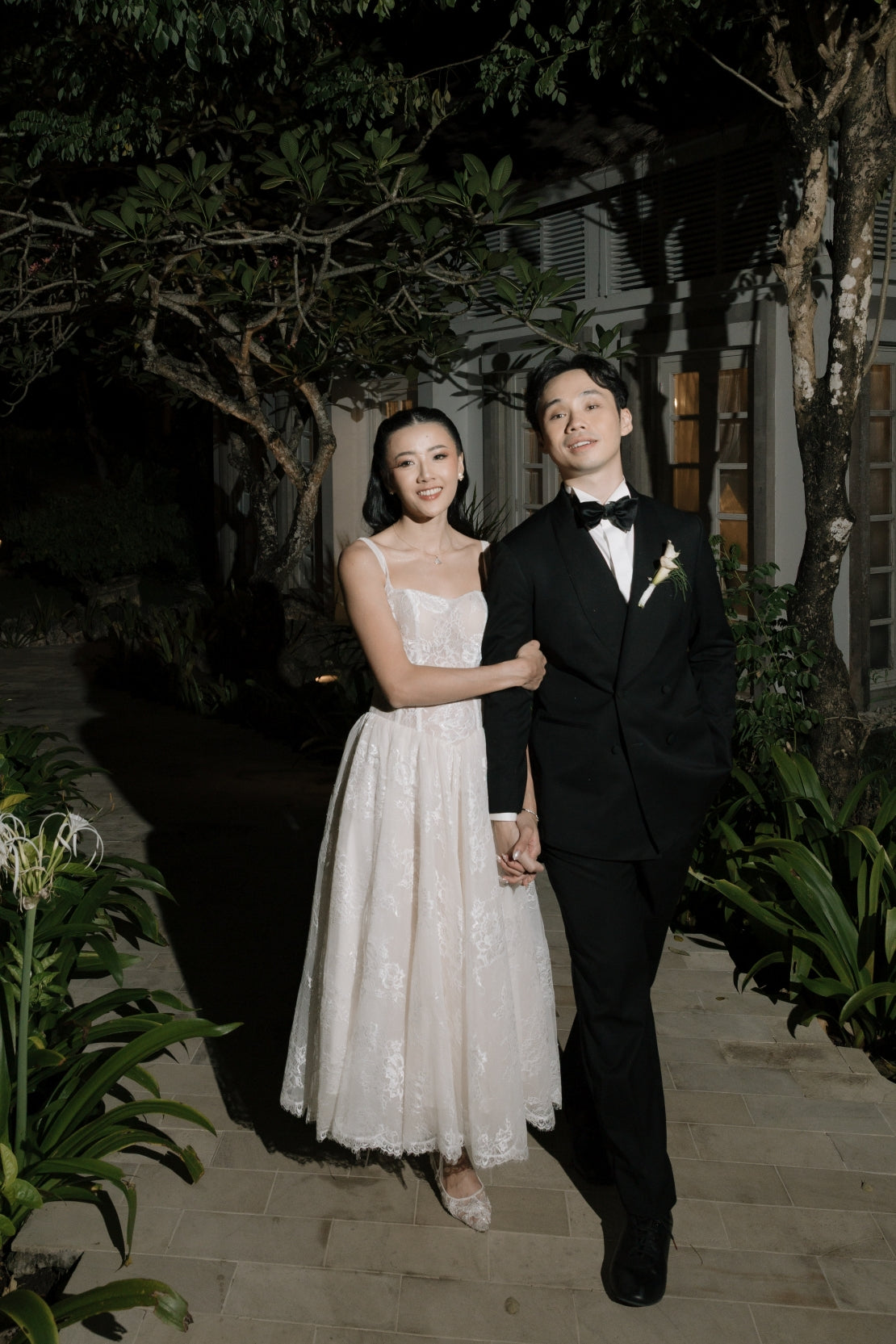 Yuli Convertible French Lace Midi A-Line Bridal Dress | Bone and Grey Bridal | Affordable Simple Bridal Gowns Online Canada USA Singapore