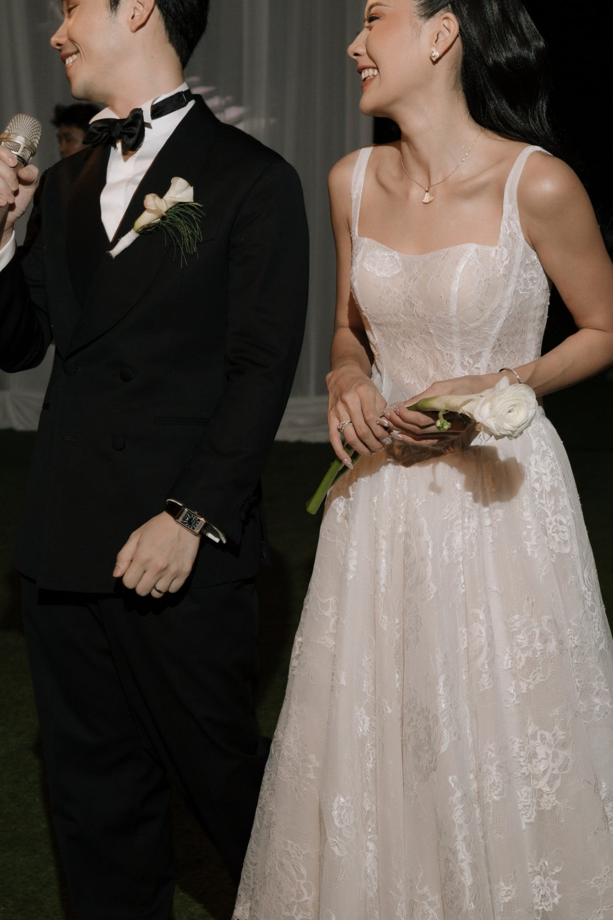 Yuli Convertible French Lace Midi A-Line Bridal Dress | Bone and Grey Bridal | Affordable Simple Bridal Gowns Online Canada USA Singapore