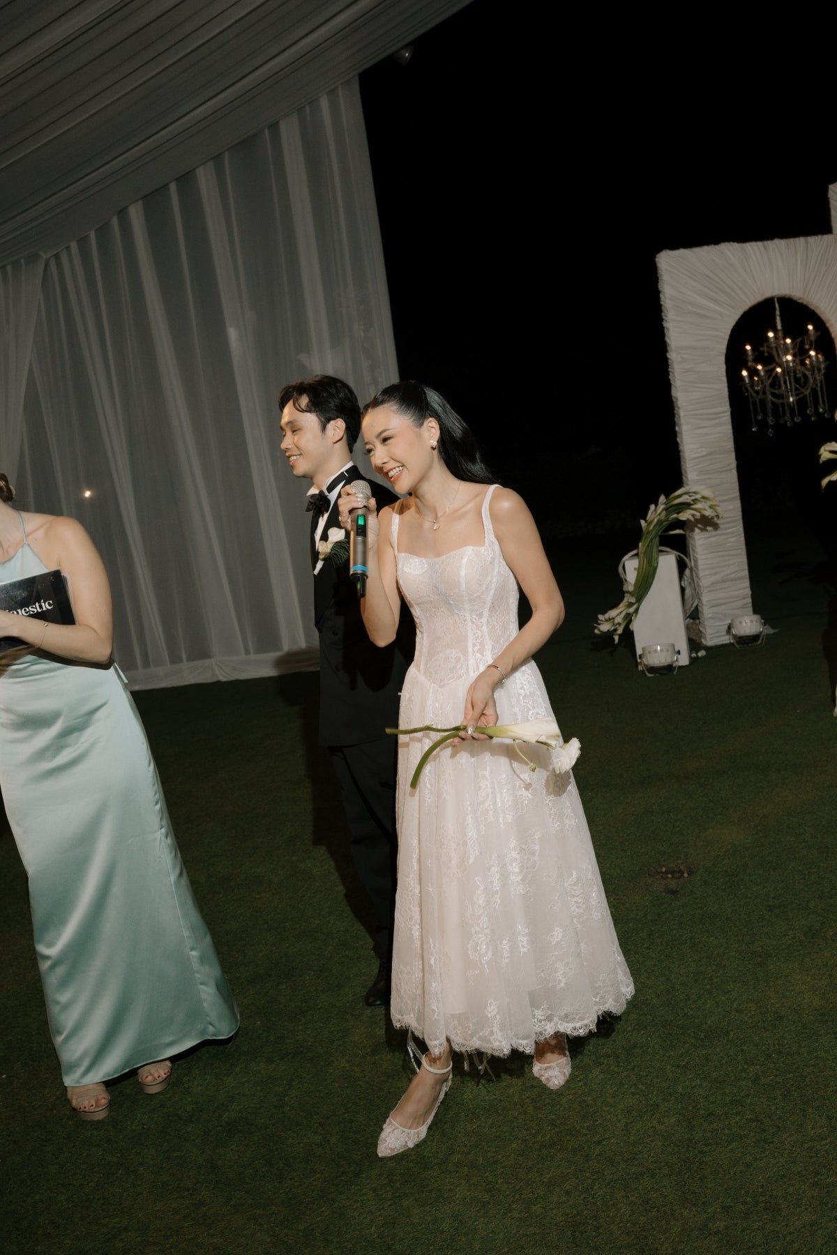 Yuli Convertible French Lace Midi A-Line Bridal Dress | Bone and Grey Bridal | Affordable Simple Bridal Gowns Online Canada USA Singapore