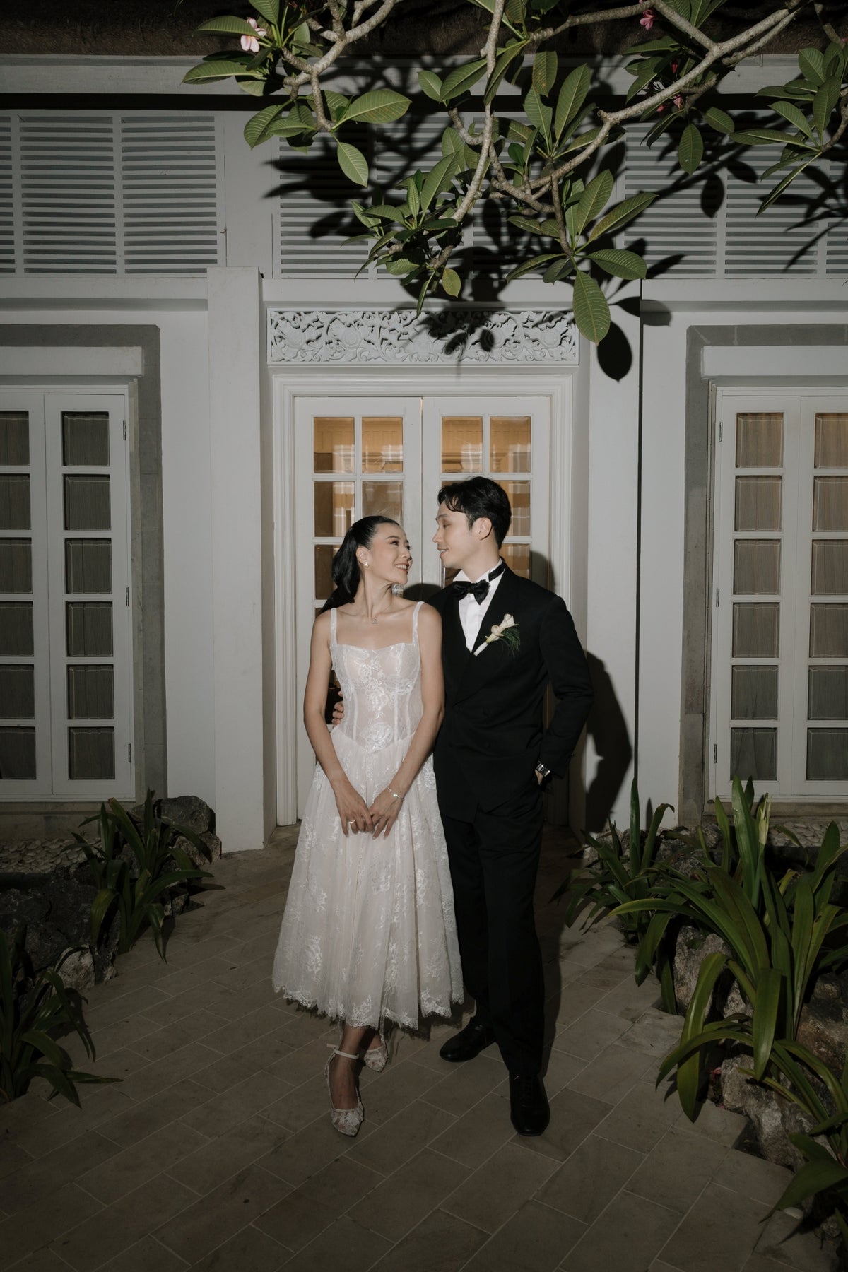 Yuli Convertible French Lace Midi A-Line Bridal Dress | Bone and Grey Bridal | Affordable Simple Bridal Gowns Online Canada USA Singapore