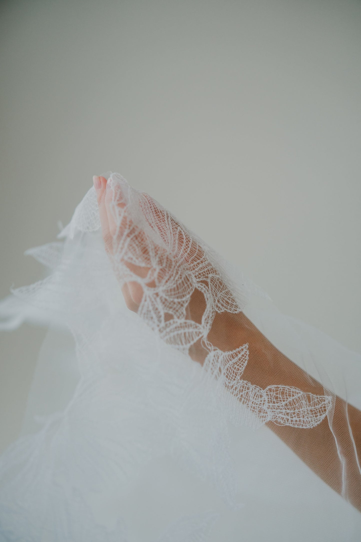 Everdeen Floral Edge Embroidery Tulle Cathedral Veil | Bone & Grey Bridal Accessories